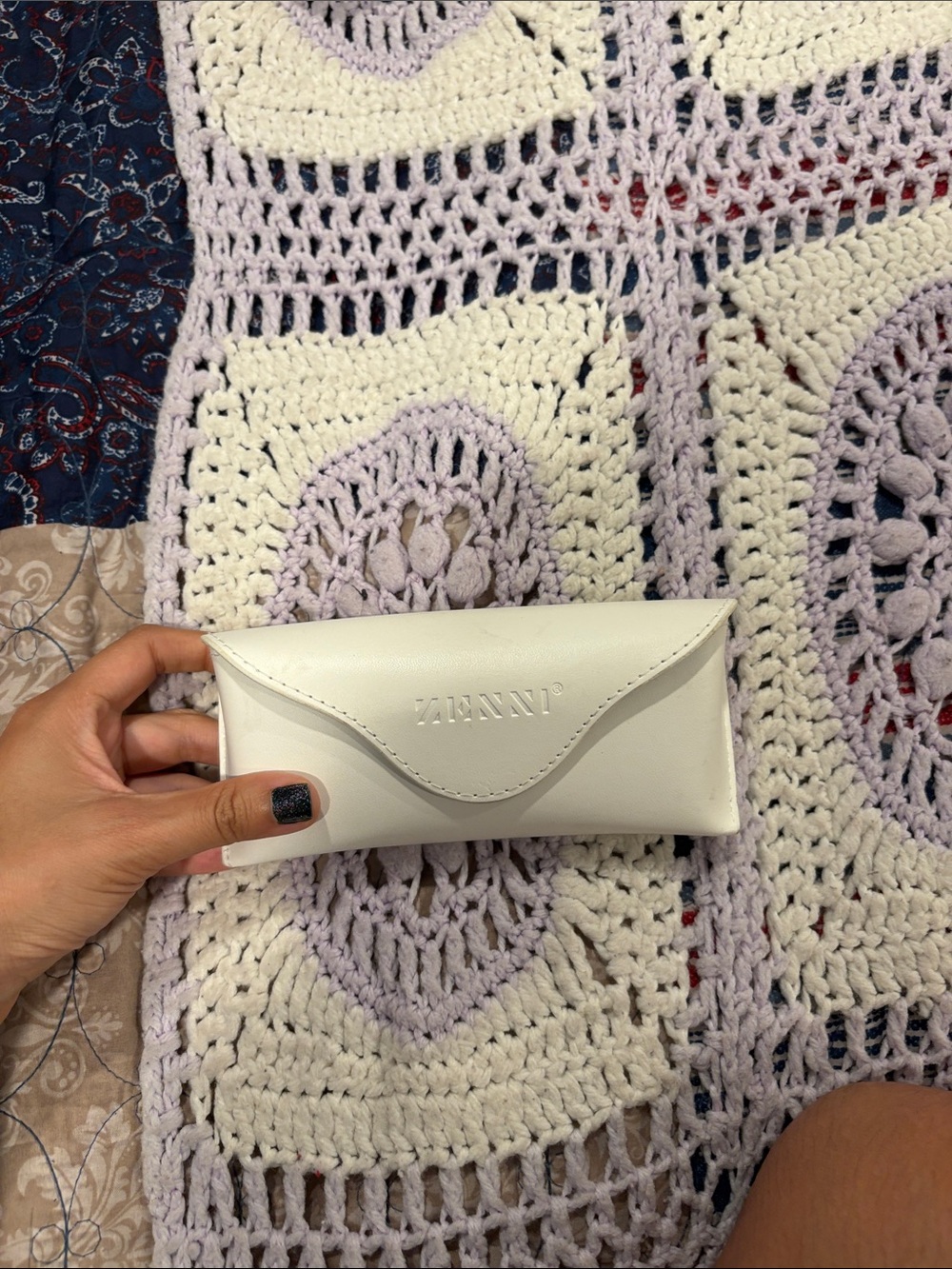 White Leather Eyewear Case - Soft Protective Sunglass Pouch